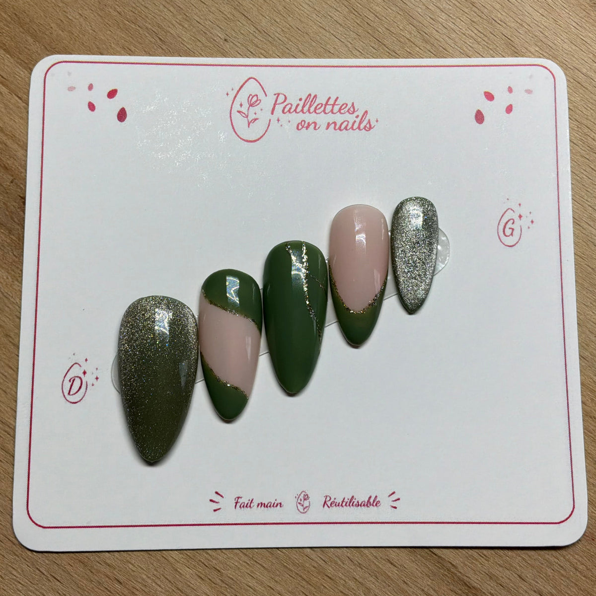 Press-On Nails Vert précieux vue de face