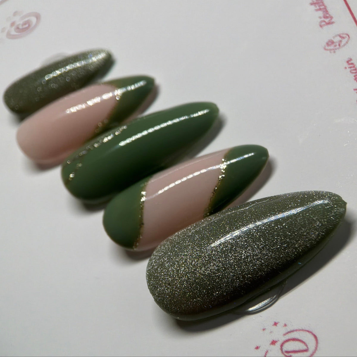 Press-on nails vert à paillettes réutilisables paillettes on nails